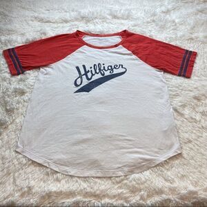 Tommy Hilfiger Sport White, Red and Blue Casual Top, Size Medium